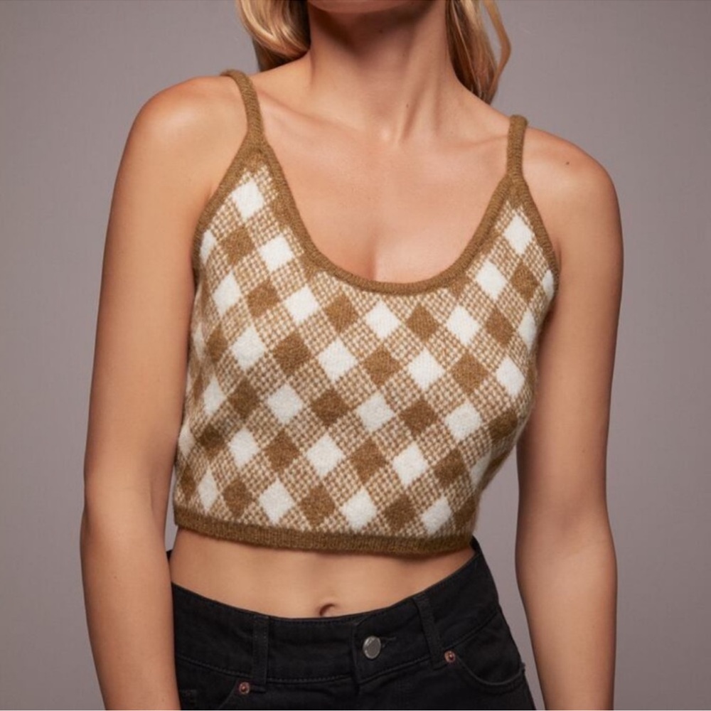 Zara Houndstooth Knit Tank